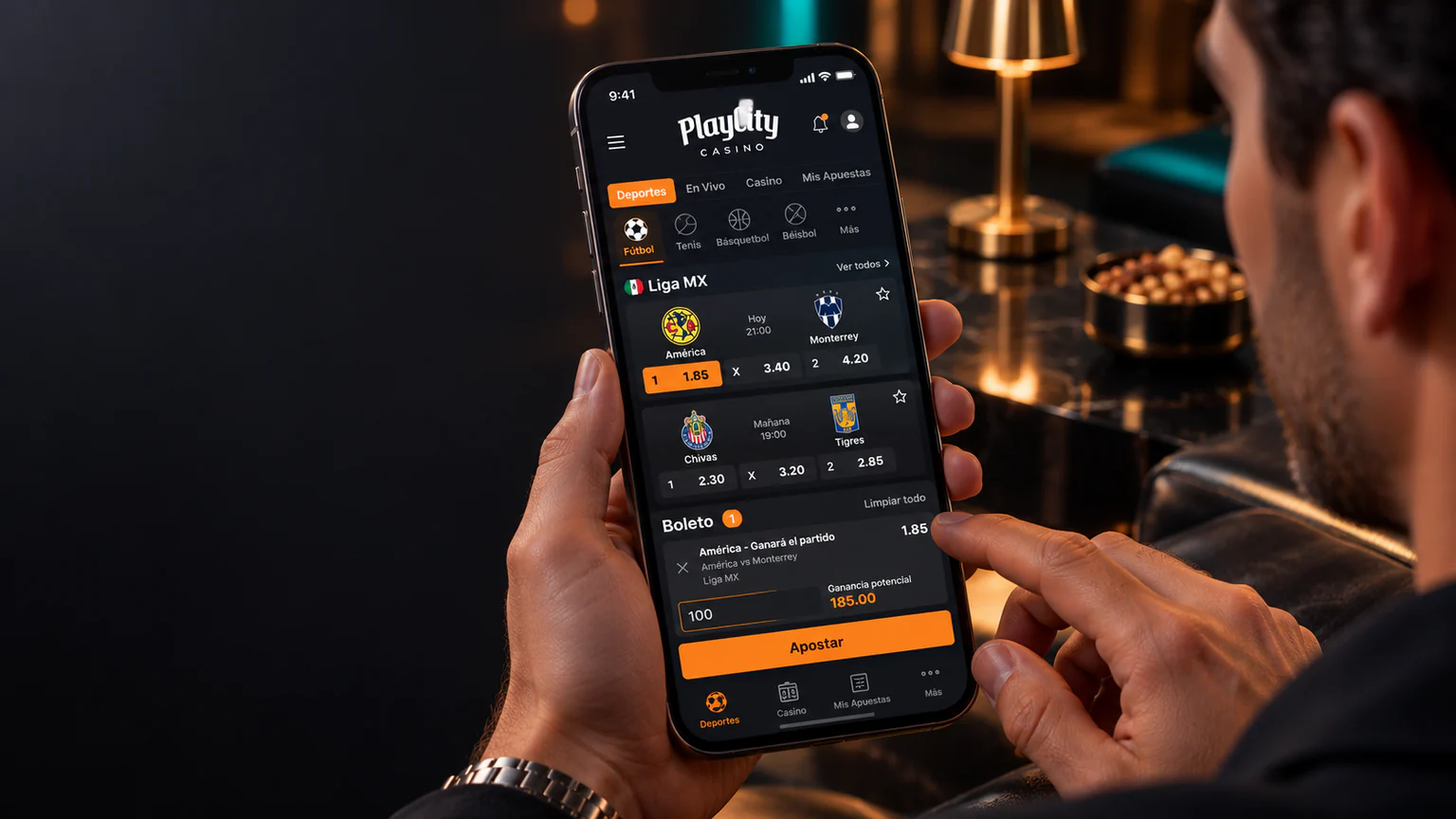 Apuestas y juegos en un teléfono