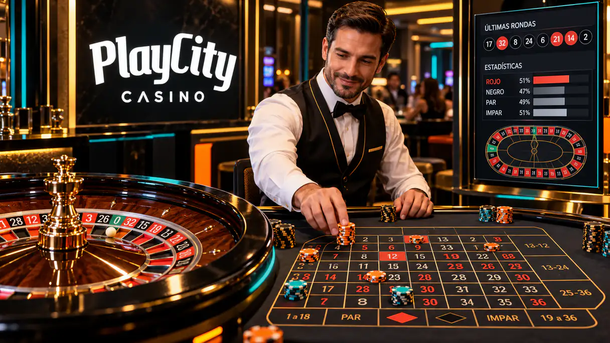 Crupier y rueda de ruleta